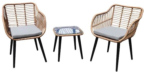 Lauko baldų komplektas Garden Select Rattan sodo baldų komplektas su kėdėmis ir stalu su stikliniu stalviršiu