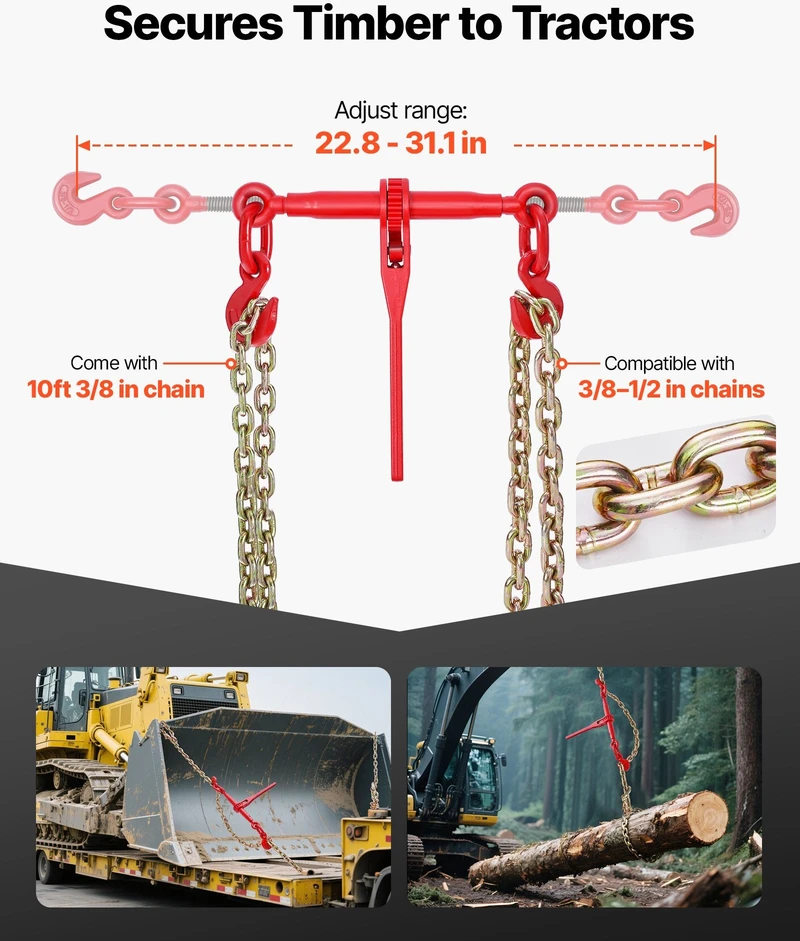 VEVOR Grandininis ratchetas 1 cm x 3 m G80 tvirtinimui
