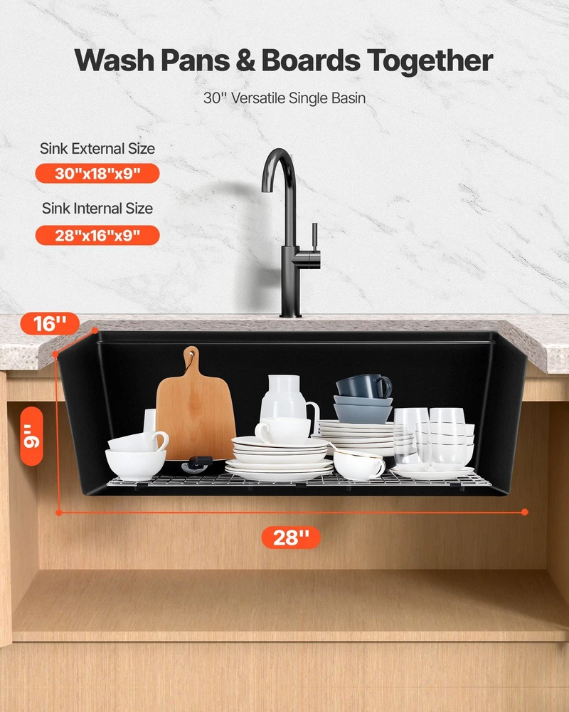VEVOR 76 cm granito virtuvės plautuvė RV barui