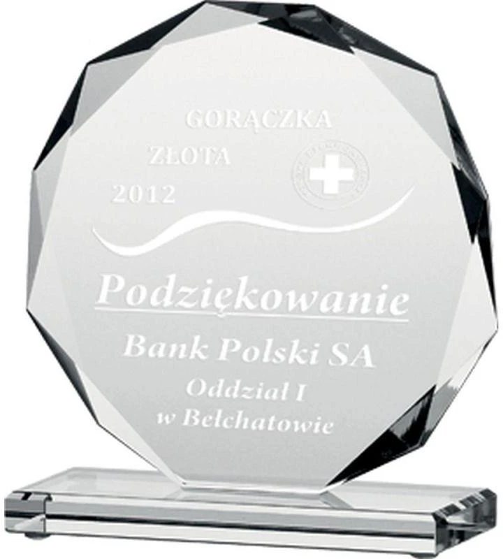 Graviruotas stiklinis trofėjus