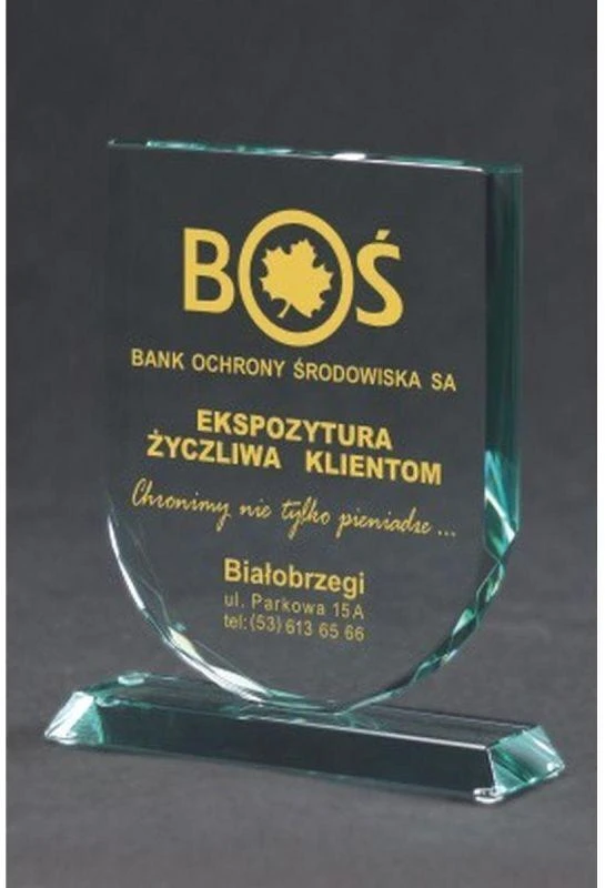 Graviruotas stiklinis trofėjus su dėklu ir dažų užpildu