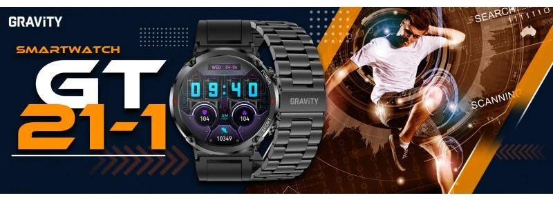 GRAVITY GT21-1 VYRIŠKAS Išmanusis laikrodis - BLUETOOTH CALL, PAPILDOMAS DIRŽAS (sg025a)