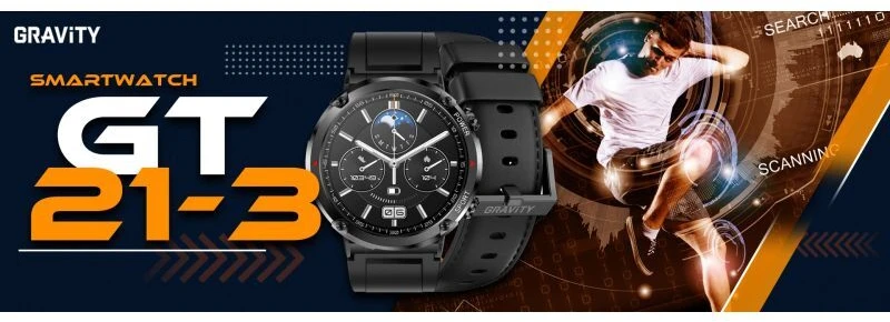 Išmanusis laikrodis MĘSKI GRAVITY GT21-3 - BLUETOOTH CALL, DODATKOWY PASEK (sg025c)