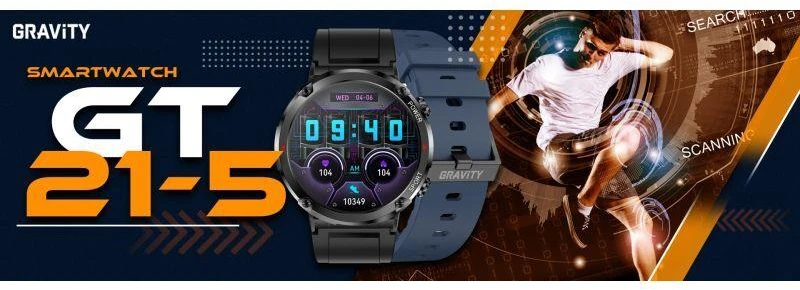 Išmanusis laikrodis MĘSKI GRAVITY GT21-5 - BLUETOOTH CALL, DODATKOWY PASEK (sg025e)