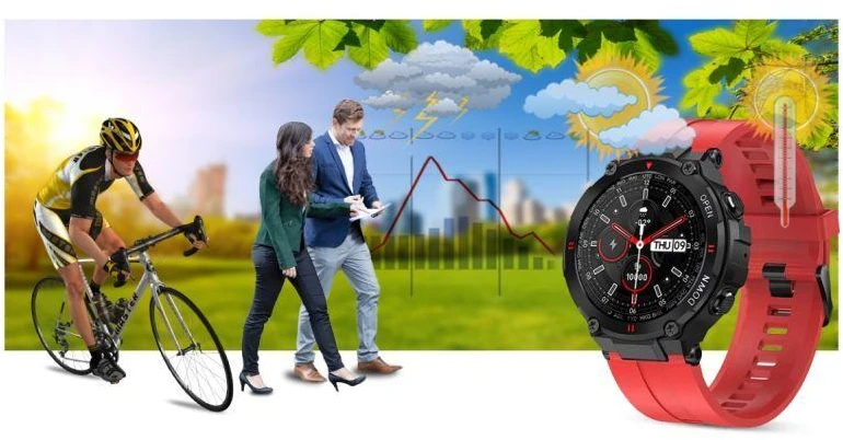 Išmanusis laikrodis Gravity GT7-5, Juodos spalvos korpusas su raudonos spalvos dirželiu