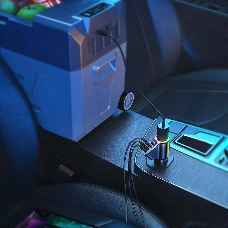 Automobilinis įkroviklis Joyroom JR-CL21, 4 viename, 1 x USB QC3.0, 2 x USB-C PD 150 W (juodas)