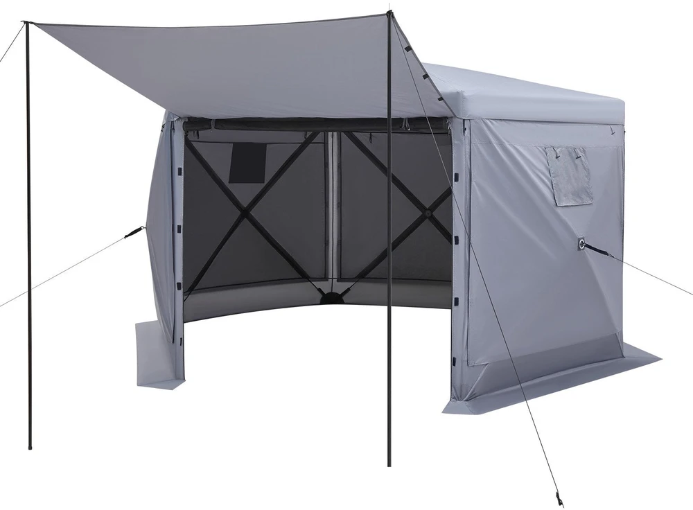 VEVOR Išskleidžiama pavėsinė su tinkleliu, 3.6 x 3.6 m