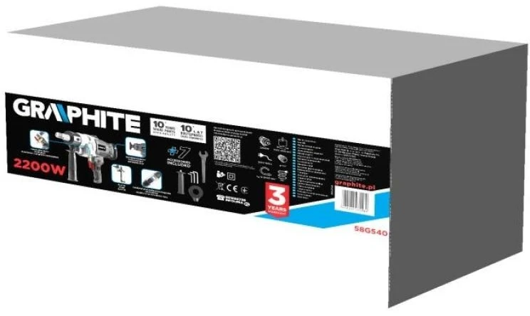 Gręžtuvas-pistoletas Graphite 58G540, 2200 W, juodas ir pilkas