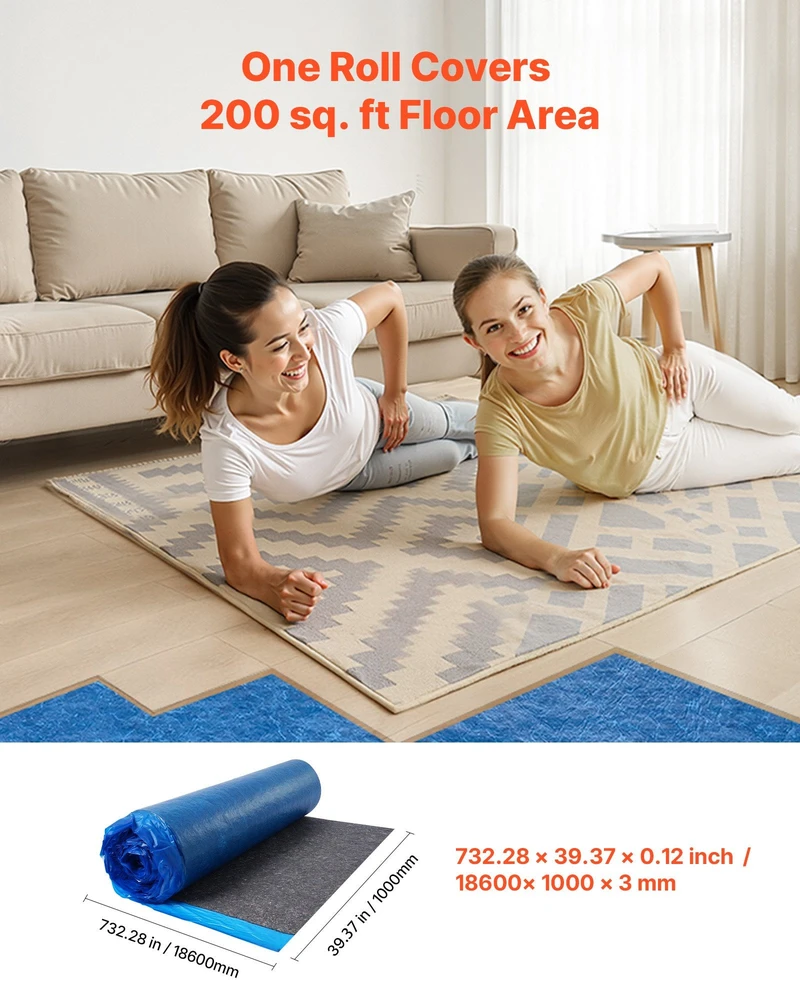 VEVOR Grindų paklotas 18,6 m² 3 mm garso/vandens barjeras