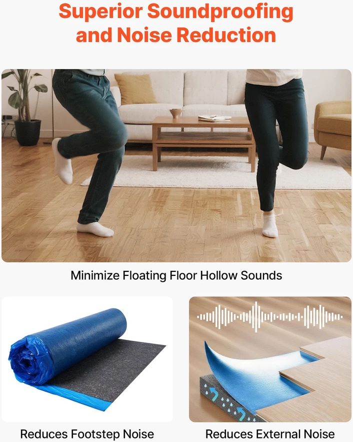 VEVOR Grindų paklotas 37,2 m², 3 mm mėlynas