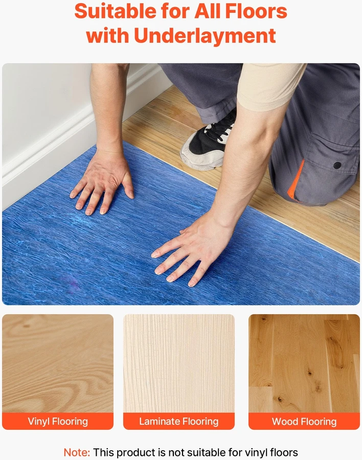 VEVOR Grindų paklotas 37,2 m², 3 mm mėlynas