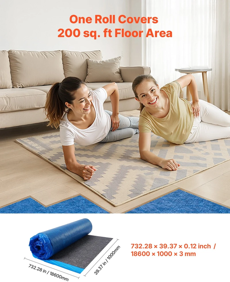 VEVOR Grindų paklotas 37,2 m², 3 mm mėlynas