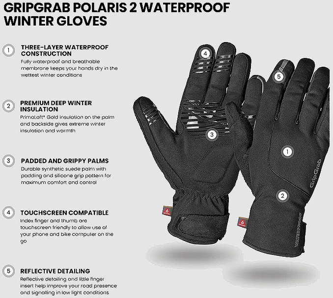 GripGrab žieminės pirštinės Polaris 2 Atsparus vandeniui Winter XS