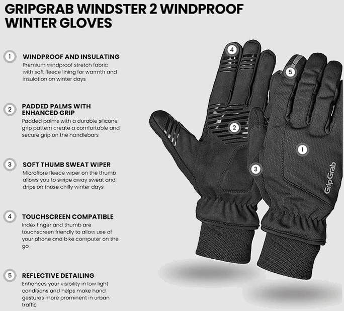 GripGrab žieminės pirštinės Windster 2 Windproof Winter Juodas S