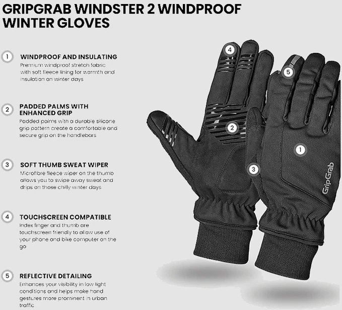 GripGrab žieminės pirštinės Windster 2 Windproof Winter Juodas XS
