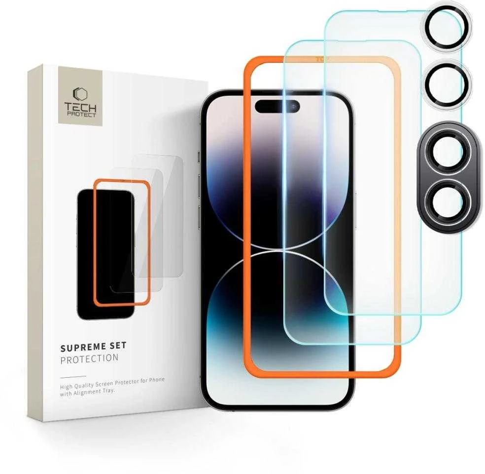 Tech-Protect Supreme Set apsauginis stiklas Apple iPhone 16 – transparent (3 vnt.)