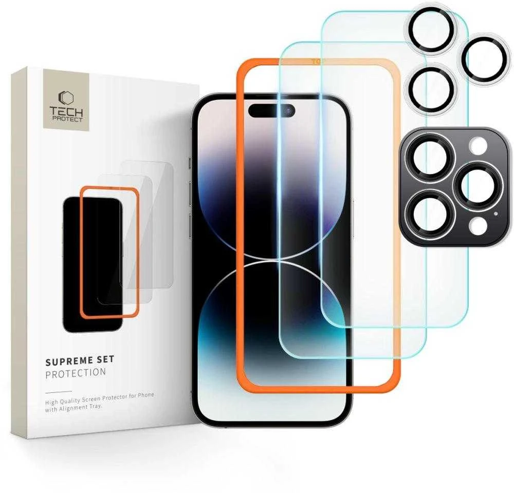 Tech-Protect Supreme Set apsauginis stiklas Apple iPhone 16 Pro – transparent (3 vnt.)