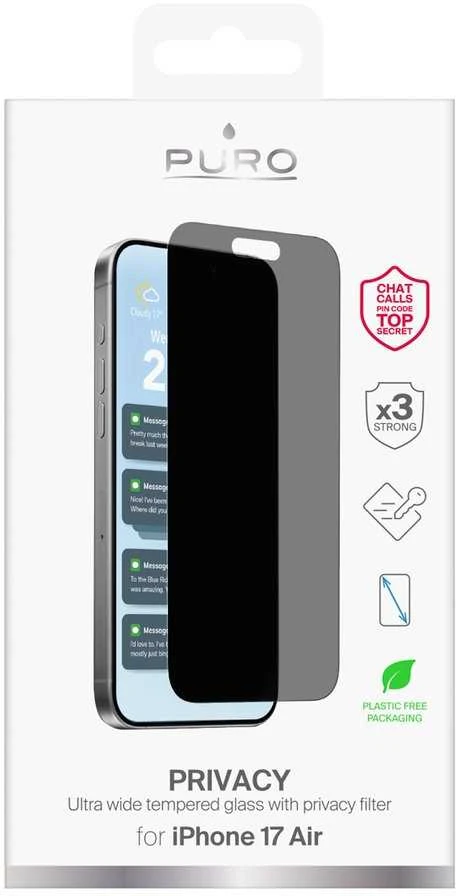 Puro Privacy apsauginis stiklas skirtas Apple iPhone 17 Air