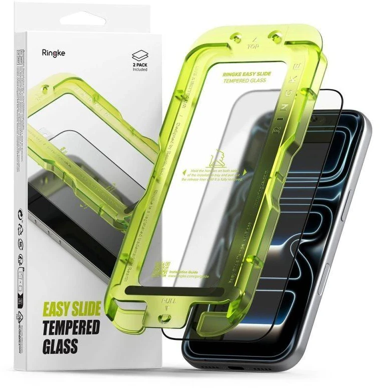 Ringke Easy Slide 2 vnt. apsauginis stiklas skirtas iPhone 17 Pro Max – juodos spalvos