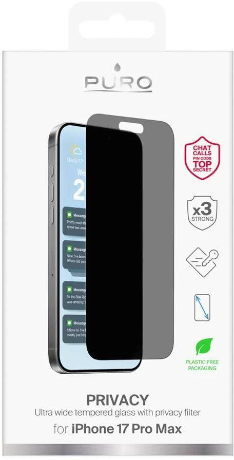 Puro Privacy Apsauginis stiklas skirtas Apple iPhone 17 Pro Max