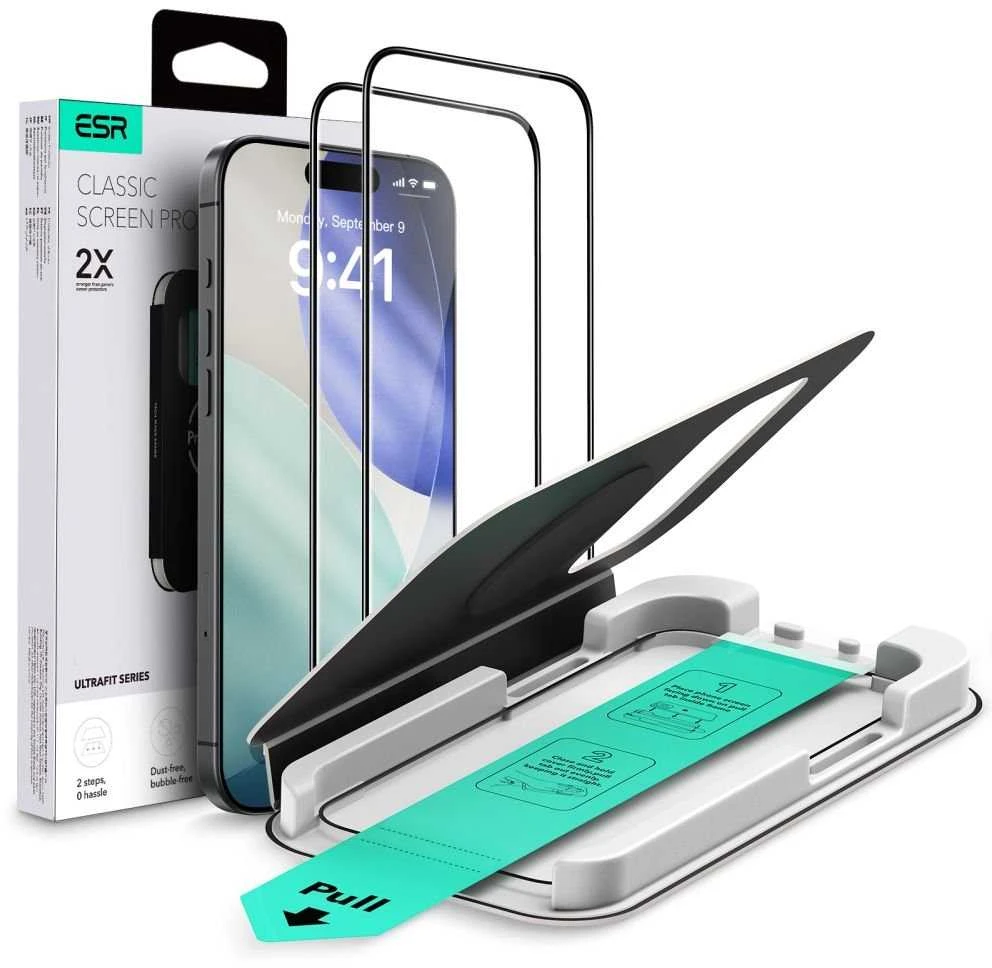 ESR UltraFit Apsauginis stiklas 2-pack skirtas Apple iPhone 17 Pro Max – transparent