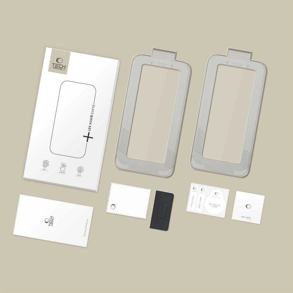 „Tech-Protect Quick Set+“ 2 grūdinto stiklo pakuotė, skirta „iPhone 17 Pro Max“ - juodas