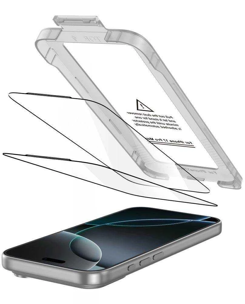 „Tech-Protect Quick Set+“ 2 grūdinto stiklo pakuotė, skirta „iPhone 17 Pro Max“ - juodas
