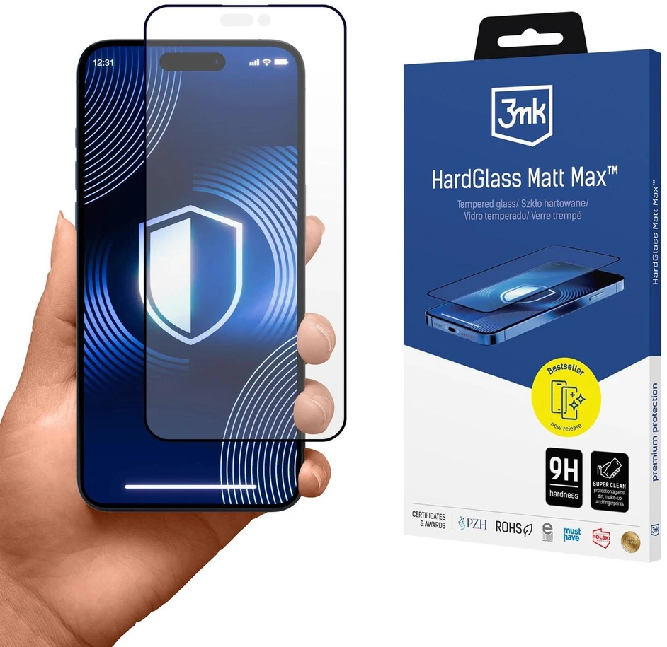 3MK kieto stiklo matinis „Max“ dėklas „Apple iPhone 16 Plus“ (6,7 colio)