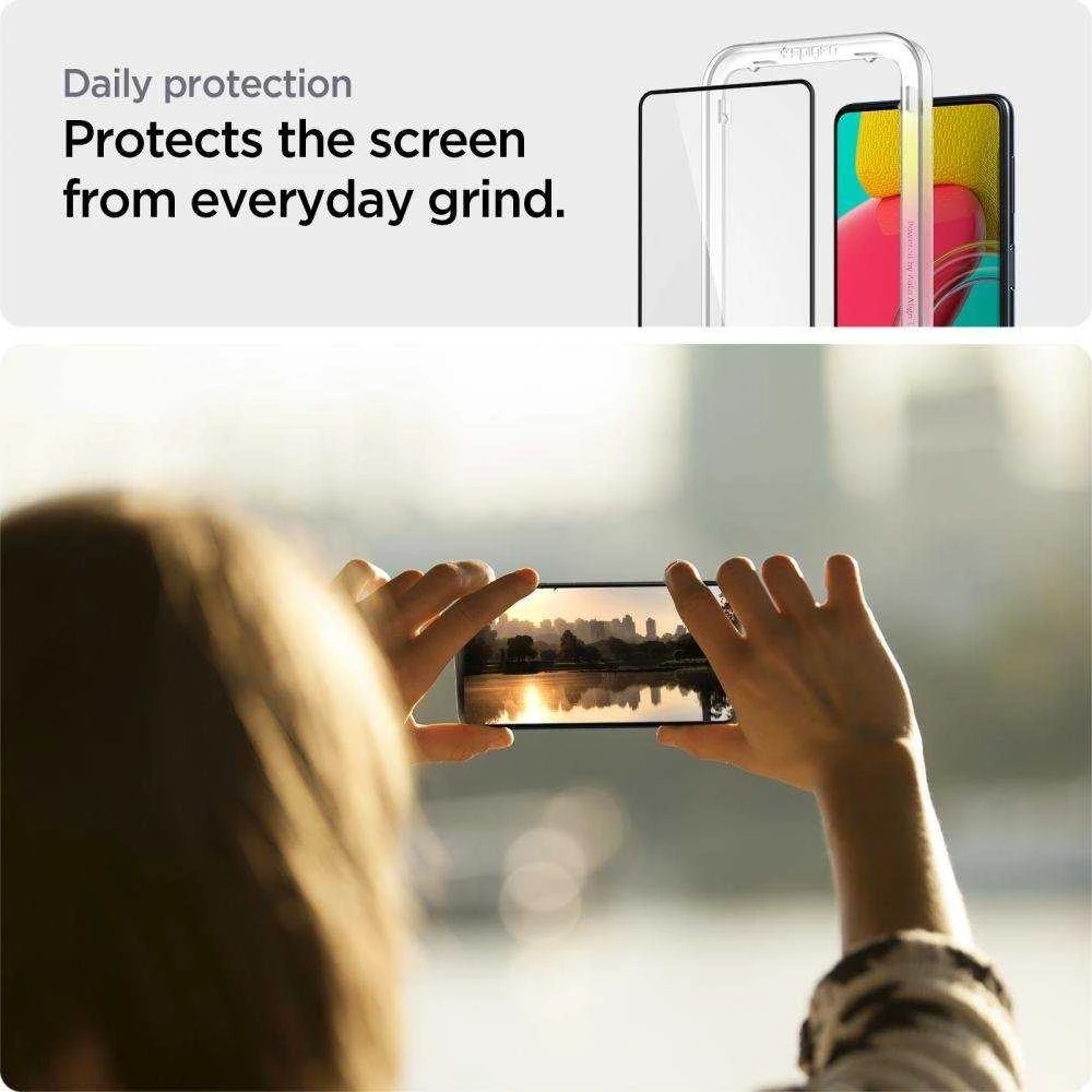 Spigen ALM Glass FC apsauginis tiklas skirtas Samsung Galaxy M53 5G - juodos spalvos