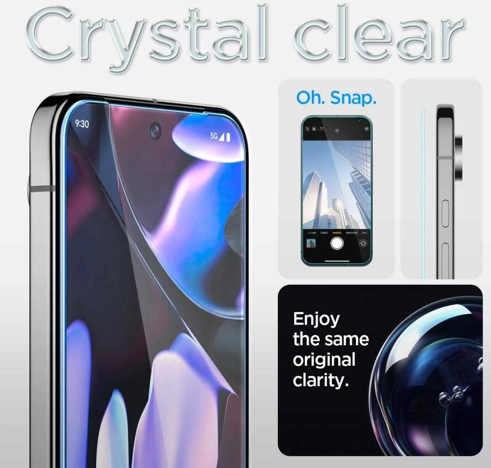 Apsauginis stiklas Google Pixel 9 / 9 Pro Spigen Glas.tr „EZ Fit” 2 vnt. Clear