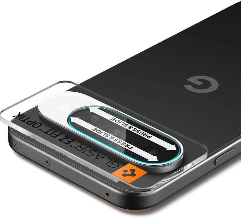 „Spigen Optik Glas.tR“ kameros apsauginiai dėklai, 2 vnt. pakuotėje, skirti „Google Pixel 10“ telefonui, skaidrūs.