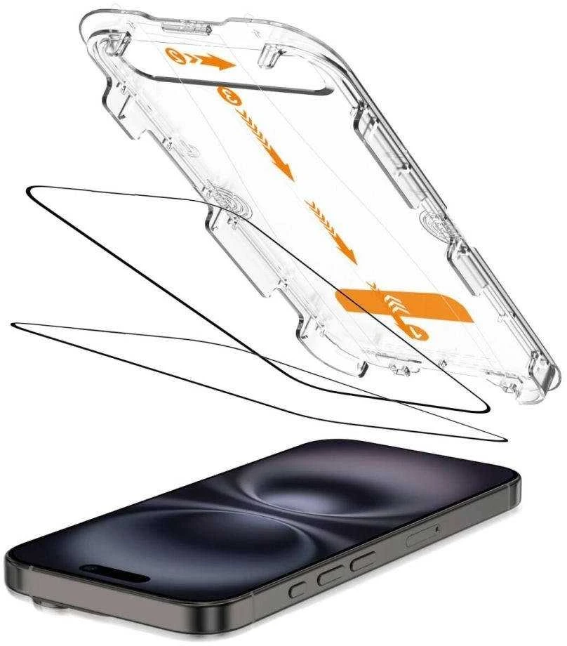 „Tech-Protect Quick Set+“ grūdinto stiklo 2 vnt. pakuotė, skirta „iPhone 15“ / „16“