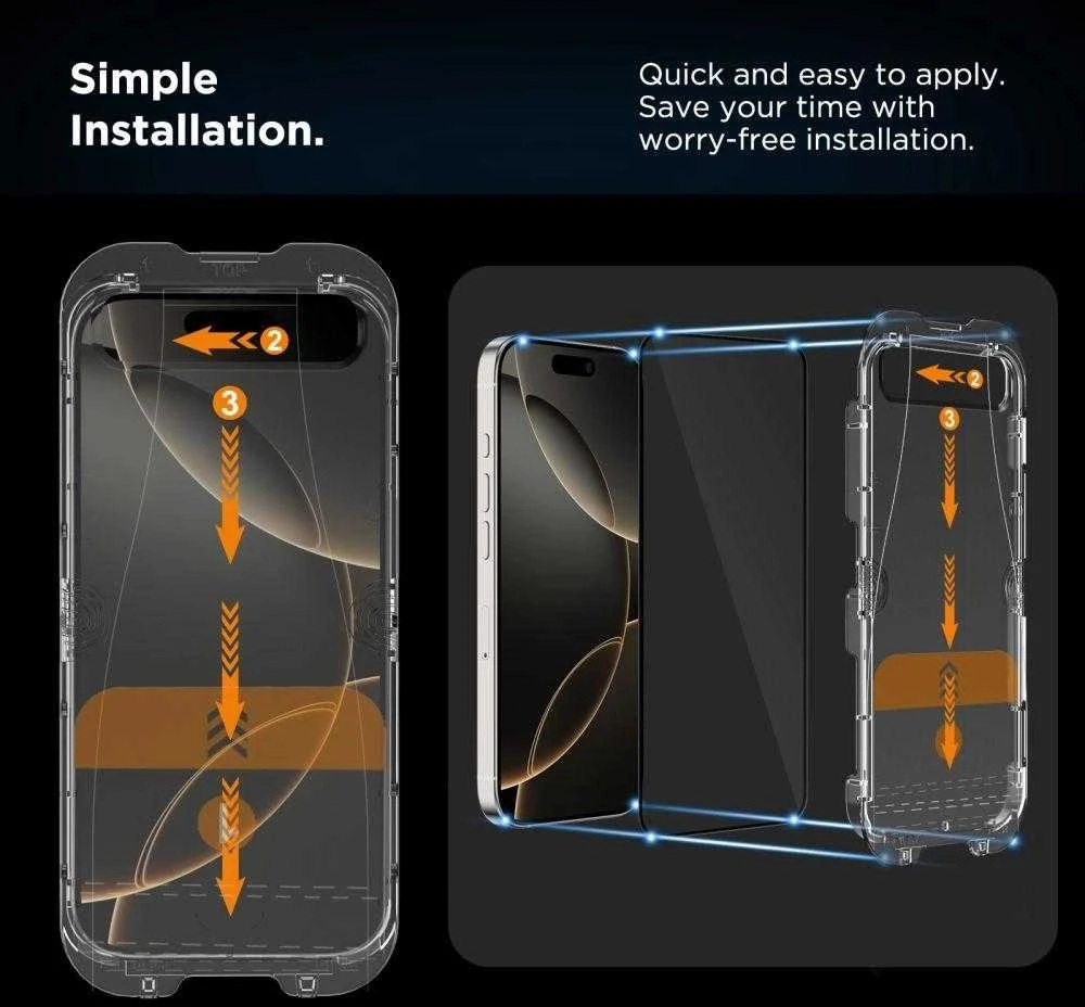 „Tech-Protect Quick Set+“ grūdinto stiklo 2 vnt. pakuotė, skirta „iPhone 15“ / „16“