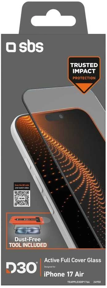 SBS apsauginis stiklas su D3O technology set su aplikatoriumi skirtas Apple iPhone 17 Air