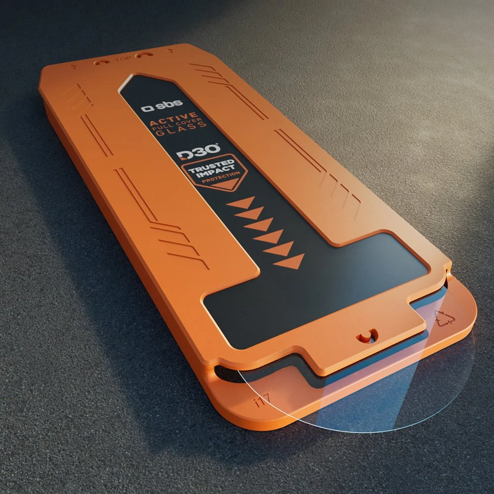 SBS apsauginis stiklas su D3O technology set su aplikatoriumi skirtas Apple iPhone 17 Pro