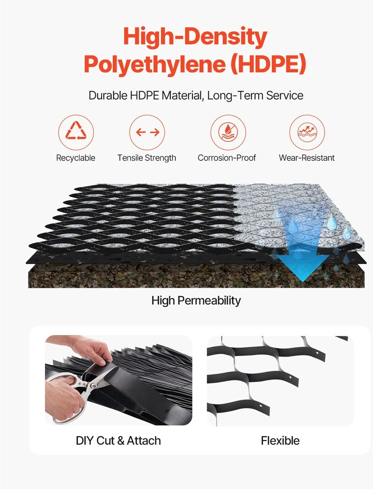 VEVOR žemės tinklelis 50 mm gylio geotinklo plokštė