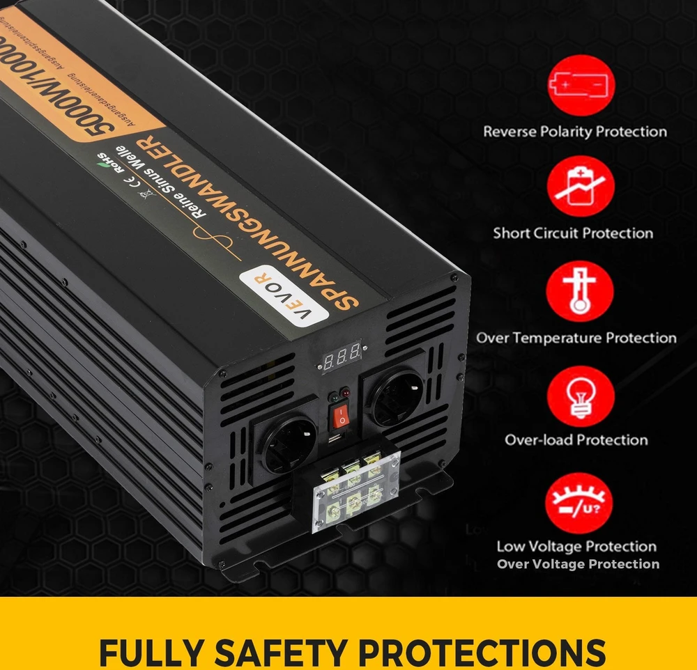 VEVOR 5000w 24v 230v grynųjų sinusų inverteris