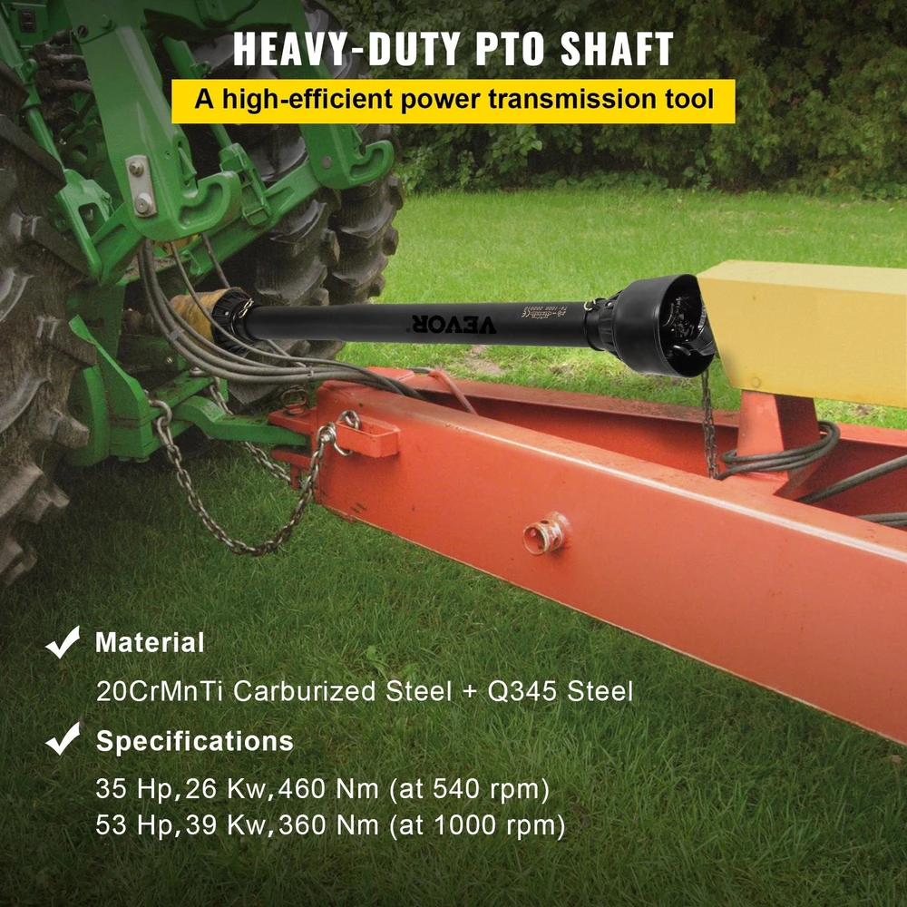 VEVOR PTO velenas su 1-3/8" x 6 šlicais