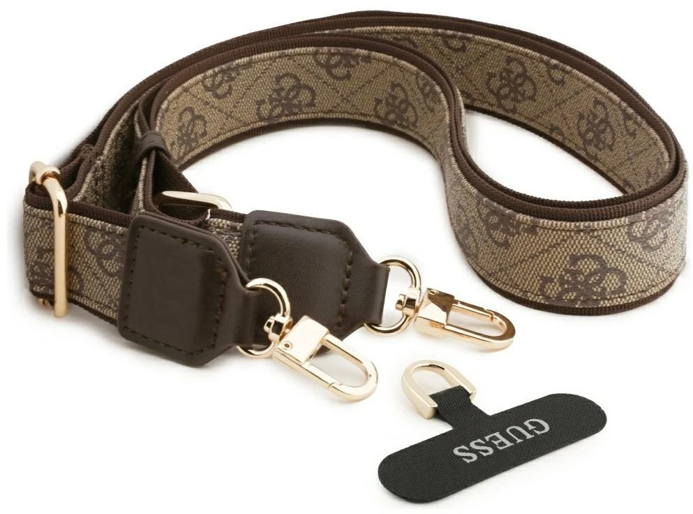 Guess 4G Big 4G Classic Logo Big Strap Metal Mygtukai dėklas skirtas Apple iPhone 17 Pro Max Brown