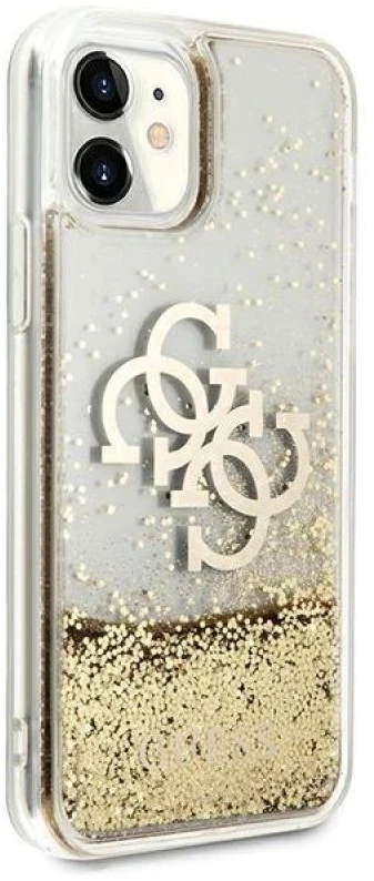 Guess GUHCN61LG4GGO Apple iPhone 11 6,1″ / Xr auksinis kietas dėklas 4G Big Liquid Glitter