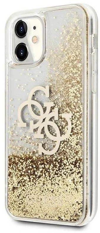 Guess GUHCN61LG4GGO Apple iPhone 11 6,1″ / Xr auksinis kietas dėklas 4G Big Liquid Glitter