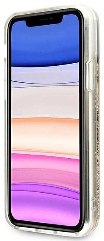 Guess GUHCN61LG4GGO Apple iPhone 11 6,1″ / Xr auksinis kietas dėklas 4G Big Liquid Glitter