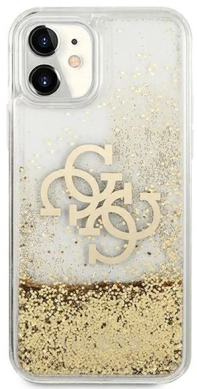 Guess GUHCN61LG4GGO Apple iPhone 11 6,1″ / Xr auksinis kietas dėklas 4G Big Liquid Glitter