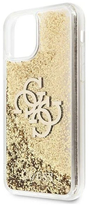 Guess GUHCN61LG4GGO Apple iPhone 11 6,1″ / Xr auksinis kietas dėklas 4G Big Liquid Glitter