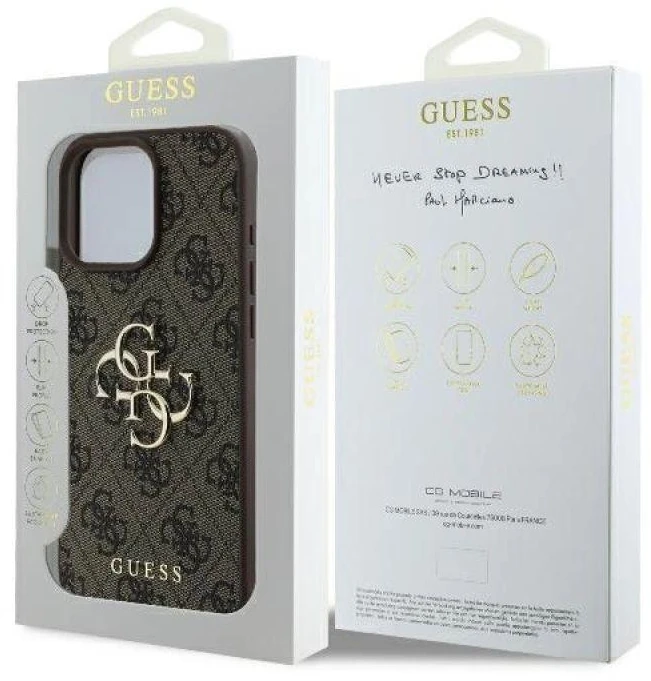 Guess 4G Big Logo Apple iPhone 16 Pro Max – dėklas telefonui rudos spalvos
