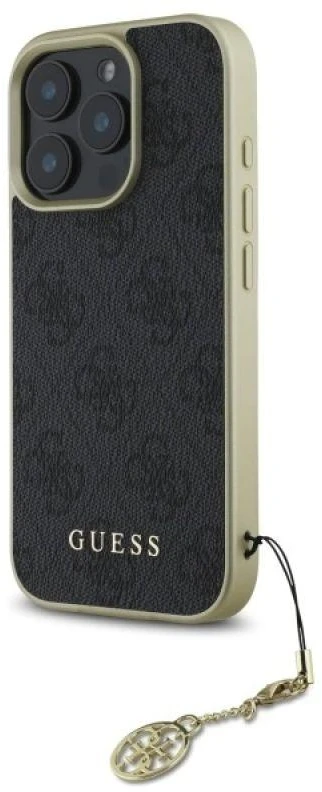 Guess GUHCP16XGF4GGR Apple iPhone 16 Pro Max 6.9″ juodos spalvos kietas dėklas 4G Charms Collection