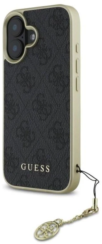 Guess GUHCP16SGF4GGR Apple iPhone 16 6.1″ juodos spalvos kietas dėklas 4G Charms Collection