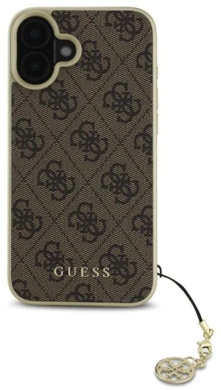 Guess GUHCP16SGF4GBR Apple iPhone 16 6.1″ rudos spalvos kietas dėklas 4G Charms Collection