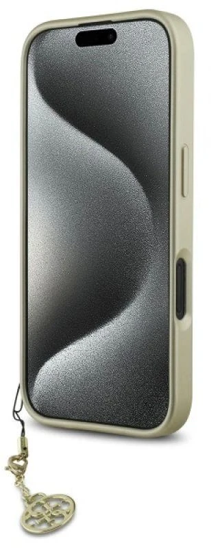 Guess GUHCP16SGF4GGR iPhone 16 6.1″ juodos spalvos kietas dėklas 4G Charms Collection