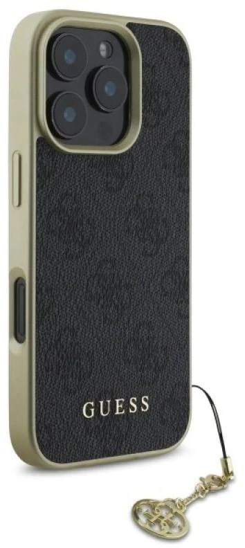 Guess GUHCP16XGF4GGR Apple iPhone 16 Pro Max 6.9″ juodos spalvos kietas dėklas 4G Charms Collection
